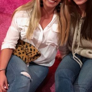 FAITHFULL the brand cotton button down blouse with tie - USA size 4 / AUS 8